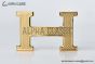 HERMES H Guillochee Belt YG Buckle & Noir / Orange Reversible Togo & Box 135 Leather Belt