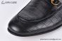 Gucci Black Croco Patern Leather Loafer with Horsebit