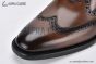 Prada Lace-up Oxford Brogue Brown Grain Leather