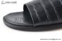 Hermes Izmir Black Croco Patern Leather Sandal with Horse Buckle