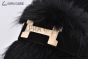 Hermes Honore Black Suede Leather with Hair Details