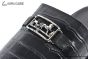Hermes Izmir Black Croco Patern Leather Sandal with Horse Buckle