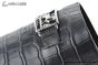 Hermes Izmir Black Croco Patern Leather Sandal with Horse Buckle