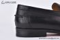 Hermes Slim Silver H Buckle Black Smooth Leather Loafer