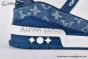 LV Trainer Sneaker Monogram Denim & Embossed Leather Blue 1A9JGT