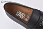 Ferragamo Moccasin with Gancini Ornament Black Stripe Paterned Leather Loafer