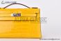Hermes Mini Kelly Jaune Ambre Crocodile Leather Palladium Hardware Fully Handmade