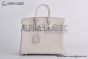 Hermes Birkin 25 Craie Togo Leather Palladium Hardware Fully Handmade