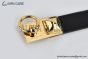 HERMES Lady Rivale Jean 18 YG Buckle & Black Epsom Leather Belt