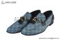 Gucci Jordaan Blue Canvas Loafer with Tassel Details