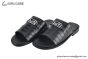 Hermes Izmir Black Croco Patern Leather Sandal with Horse Buckle