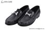Hermes Karlo Black Smooth Leather Loafer with Silver H Buckle