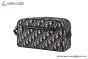 Dior Toiletry Bag Beige & Black Oblique Jacquard with Black Grained Calfskin