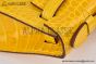 Hermes Mini Kelly Jaune Ambre Crocodile Leather Palladium Hardware Fully Handmade