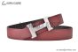 HERMES Constance Belt Buckle & Dark Chocolate / Red Epsom Leather Belt