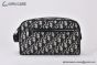 Dior Toiletry Bag Beige & Black Oblique Jacquard with Black Grained Calfskin