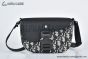 Dior Mini Saddle Messenger Bag with Flap Beige & Black Oblique Jacquard with Black Grained Calfskin
