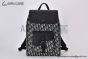 Dior Saddle Backpack with Flap Beige & Black Oblique Jacquard with Black Grained Calfskin