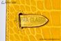 Hermes Mini Kelly Jaune Ambre Crocodile Leather Palladium Hardware Fully Handmade
