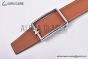 HERMES Tube H Belt Buckle & Noir / Orange Reversible Togo & Box 135 Leather Belt