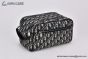 Dior Toiletry Bag Beige & Black Oblique Jacquard with Black Grained Calfskin