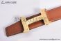 HERMES Constance Touareg Belt Permabrass Buckle & Noir / Orange Reversible Togo & Box 135 Leather Belt