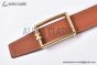 HERMES Tube H Belt Permabrass Buckle & Noir / Orange Reversible Togo & Box 135 Leather Belt