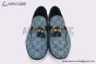 Gucci Jordaan Blue Canvas Loafer with Tassel Details