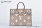 LV OnTheGo MM Bag Monogram Empreinte Leather Cream M45494