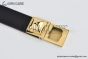 HERMES Lady Rivale Jean 18 YG Buckle & Black Epsom Leather Belt