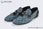 Gucci Jordaan Blue Canvas Loafer with Tassel Details