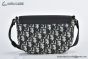 Dior Mini Saddle Messenger Bag with Flap Beige & Black Oblique Jacquard with Black Grained Calfskin