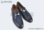 Hermes Paris Black Goat / Blue Croco Patern Leather Loafer