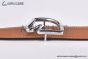 HERMES Tete de Cheval Belt Buckle & Noir / Orange Reversible Epsom Leather Belt
