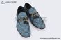 Gucci Jordaan Blue Canvas Loafer with Tassel Details