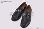 Hermes Slim Silver H Buckle Black Smooth Leather Loafer