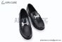 Hermes Karlo Black Smooth Leather Loafer with Silver H Buckle