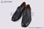 Ferragamo Moccasin with Gancini Ornament Black Stripe Paterned Leather Loafer
