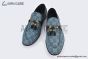 Gucci Jordaan Blue Canvas Loafer with Tassel Details