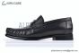Hermes Karlo Black Smooth Leather Loafer with Black H Buckle
