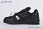 LV Trainer Sneaker Grained Leather Black 1ADDCM