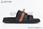 Hermes Jackson Black Epsom & Heritage Brown Leather Sandal