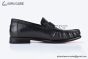 Hermes Karlo Black Smooth Leather Loafer with Silver H Buckle