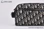 Dior Toiletry Bag Beige & Black Oblique Jacquard with Black Grained Calfskin