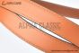 HERMES Lady Rivale Jean 18 Buckle & Orange Epsom Leather Belt