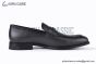Ferragamo Moccasin with Gancini Ornament Black Stripe Paterned Leather Loafer