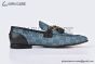 Gucci Jordaan Blue Canvas Loafer with Tassel Details