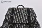 Dior Hit the Road Backpack with Flap Beige & Black Oblique Jacquard with Black Grained Calfskin