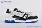 LV Trainer Sneaker Grained Leather Panda Blue 1ADF3A