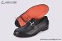 Hermes Slim Silver H Buckle Black Smooth Leather Loafer
